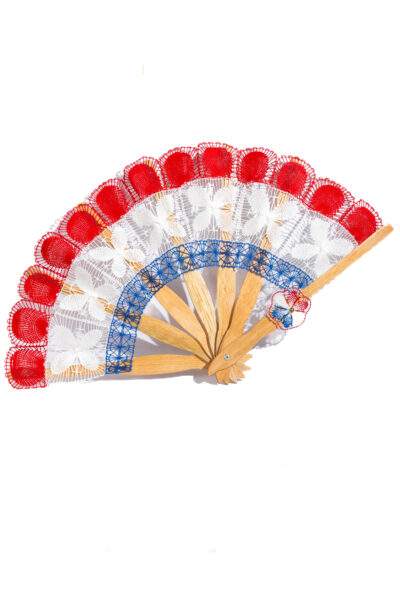 ABANICO ÑANDUTI COLORES BANDERA PARAGUAY
